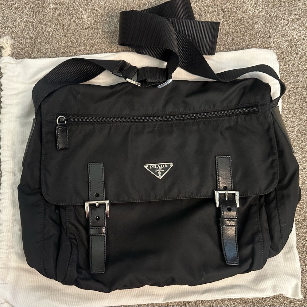 Prada Black Tessuto Nylon Messenger Bag – Authentic w/ Entrupy COA